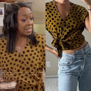 Madewell Sash-Tie Wrap Top in Painted Spots